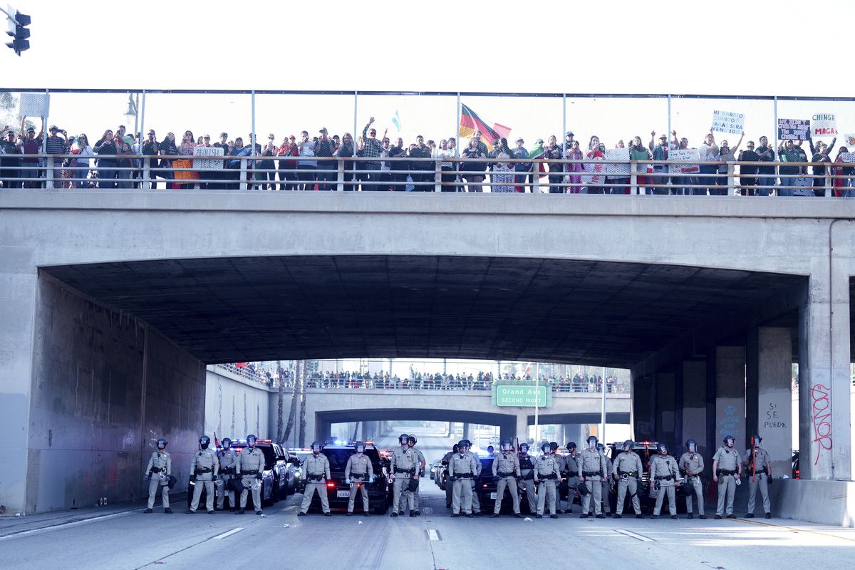 Protesters block major highway in Los Angeles