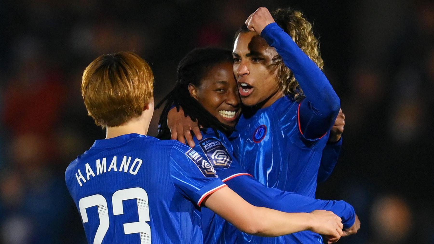 Chelsea 3-1 Leicester: Blues move eight points clear of Manchester United at top of WSL