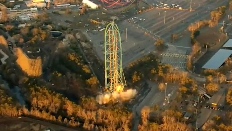 Worlds former tallest and fastest roller coaster comes down in implosion