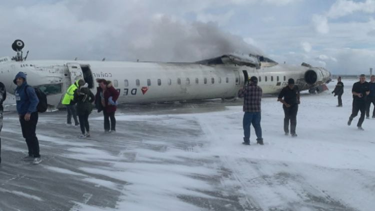 'The aircraft is upside down and burning': Three people injured in plane crash at Canadian airport