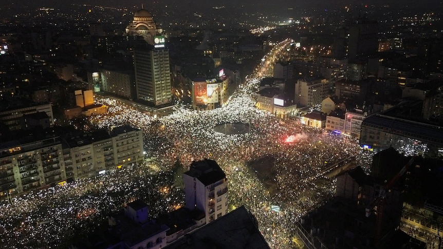 Serbian officials deny using sonic device as panic grips crowd of protesters