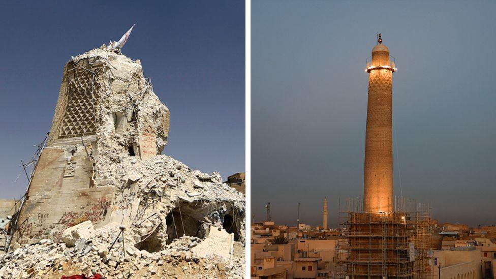 Mosul's historic al-Nuri mosque and al-Hadba minaret rise again