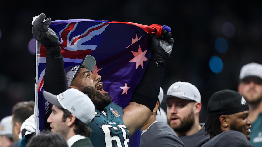 Jordan Mailata savours becoming first Australian to win Super Bowl after Eagles defeat Chiefs 40-22